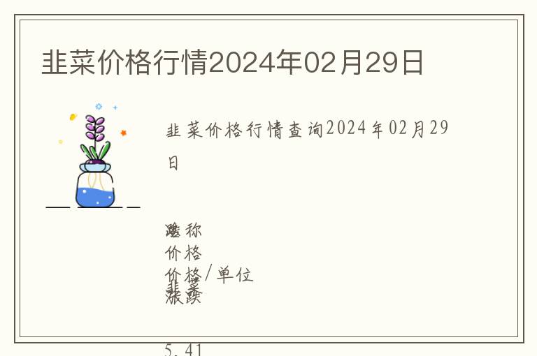 韭菜價(jià)格行情2024年02月29日