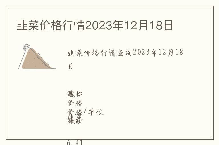 韭菜價格行情2023年12月18日
