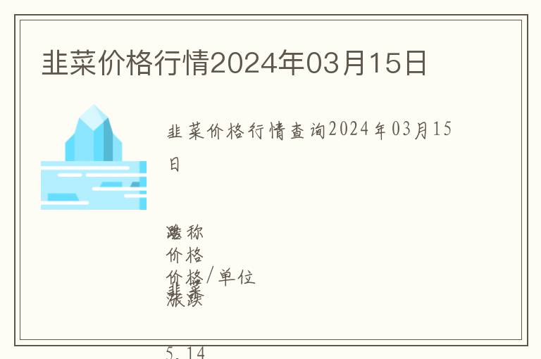 韭菜價格行情2024年03月15日