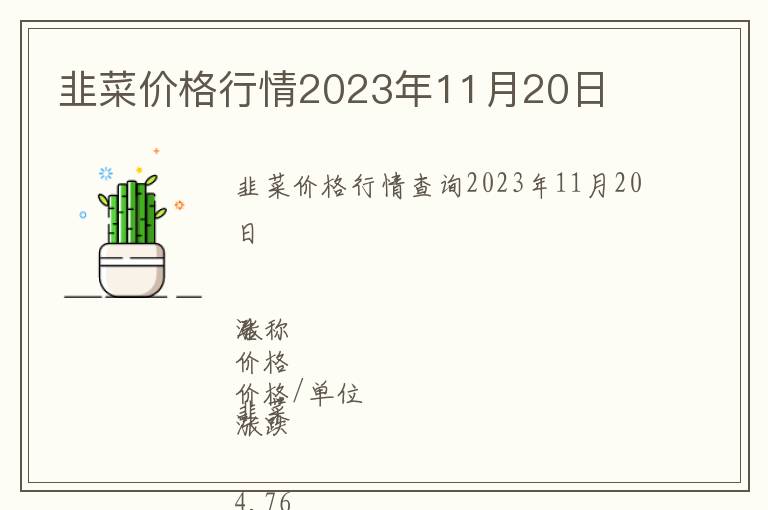 韭菜價格行情2023年11月20日
