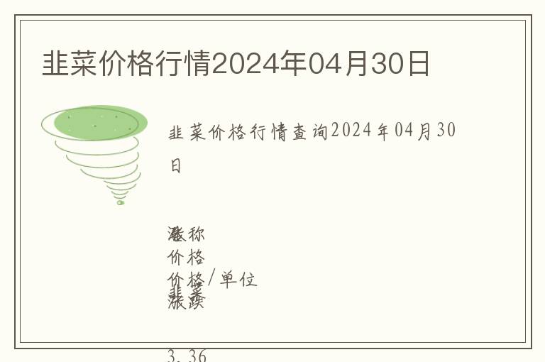 韭菜價格行情2024年04月30日