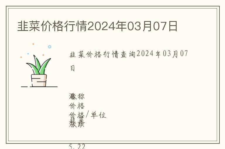 韭菜價格行情2024年03月07日