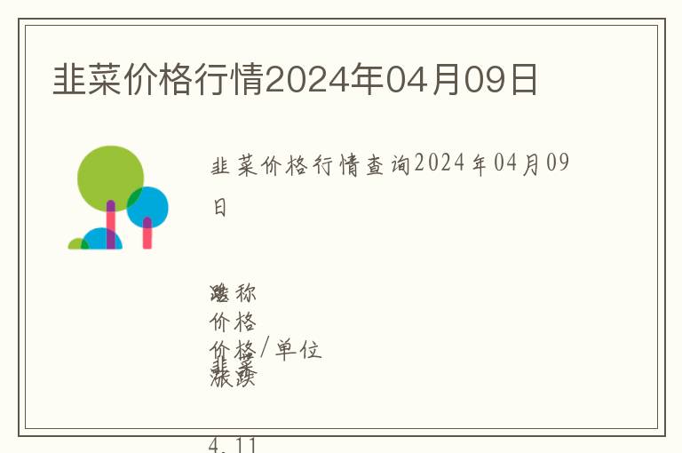 韭菜價格行情2024年04月09日