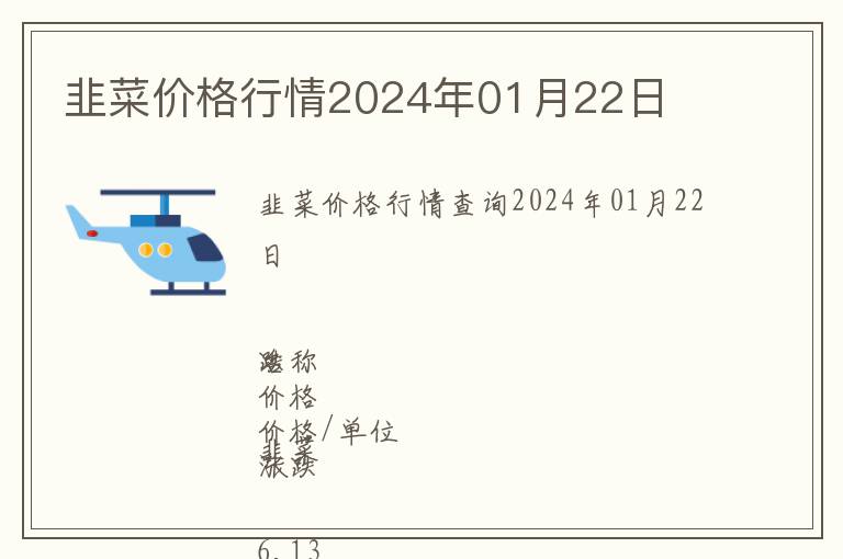 韭菜價格行情2024年01月22日