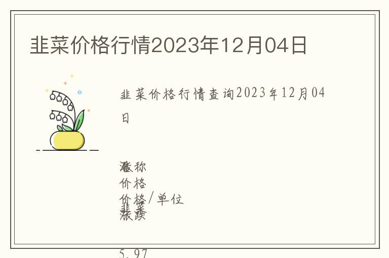 韭菜價格行情2023年12月04日