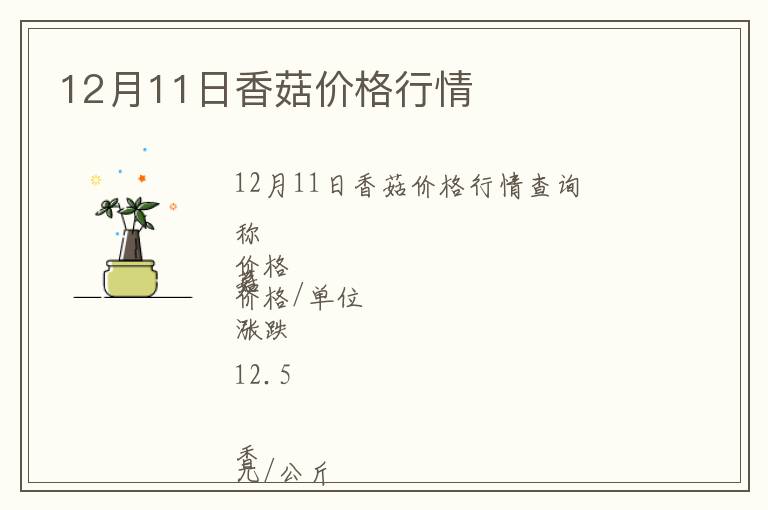 12月11日香菇價格行情
