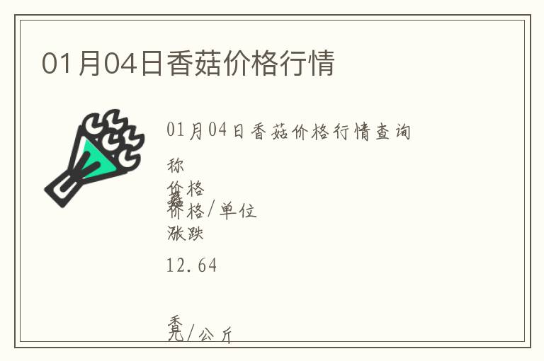 01月04日香菇價格行情