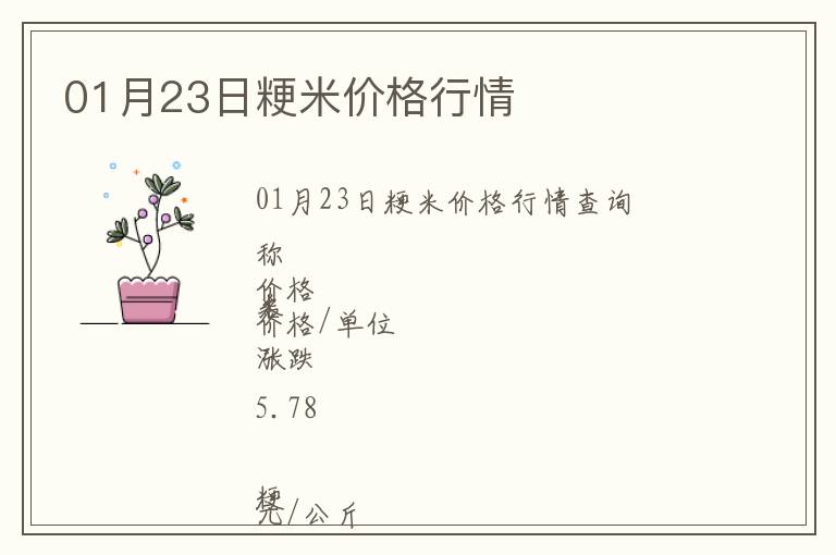 01月23日粳米價格行情