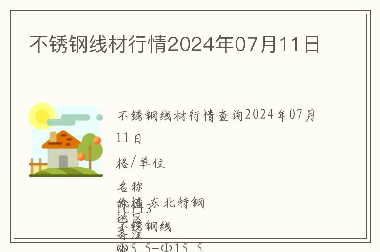 不銹鋼線材行情2024年07月11日