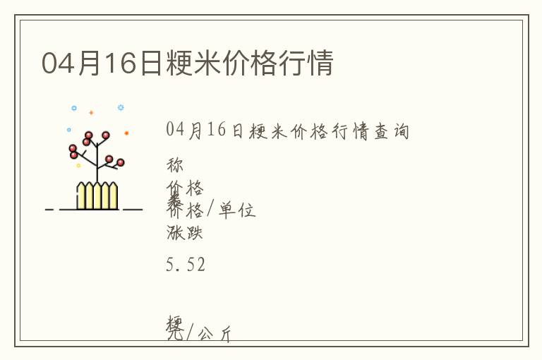 04月16日粳米價格行情
