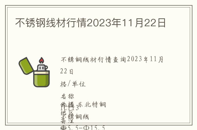 不銹鋼線材行情2023年11月22日