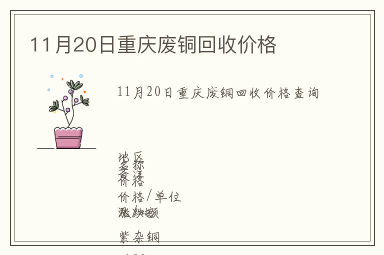 11月20日重慶廢銅回收價(jià)格
