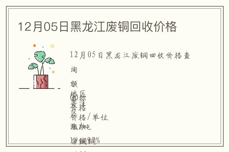 12月05日黑龍江廢銅回收價格