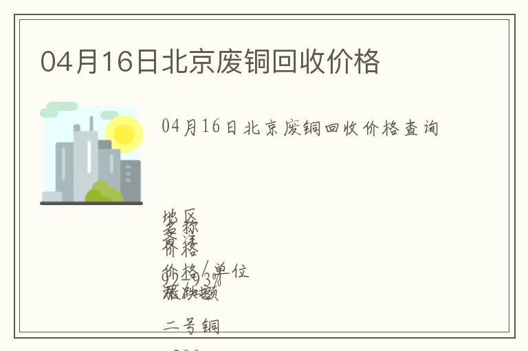 04月16日北京廢銅回收價格