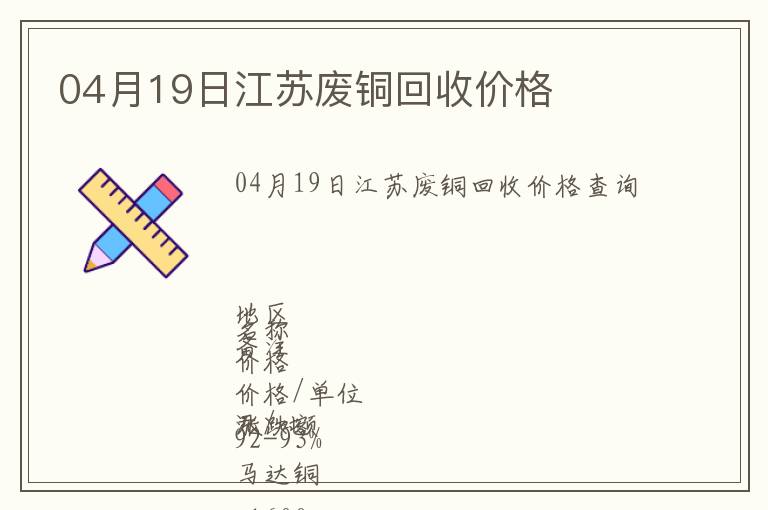 04月19日江蘇廢銅回收價格