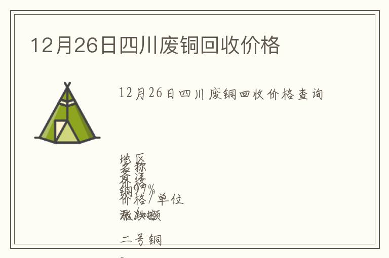 12月26日四川廢銅回收價格