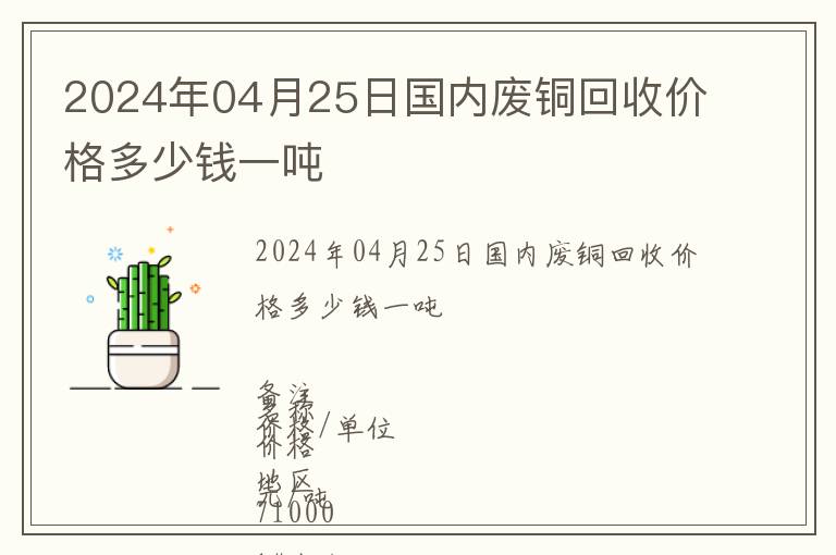 2024年04月25日國內廢銅回收價格多少錢一噸