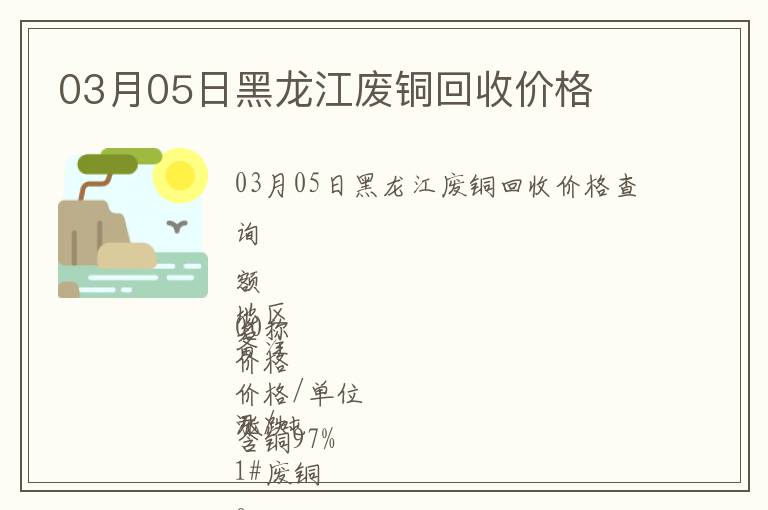 03月05日黑龍江廢銅回收價格