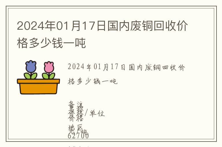 2024年01月17日國內(nèi)廢銅回收價格多少錢一噸