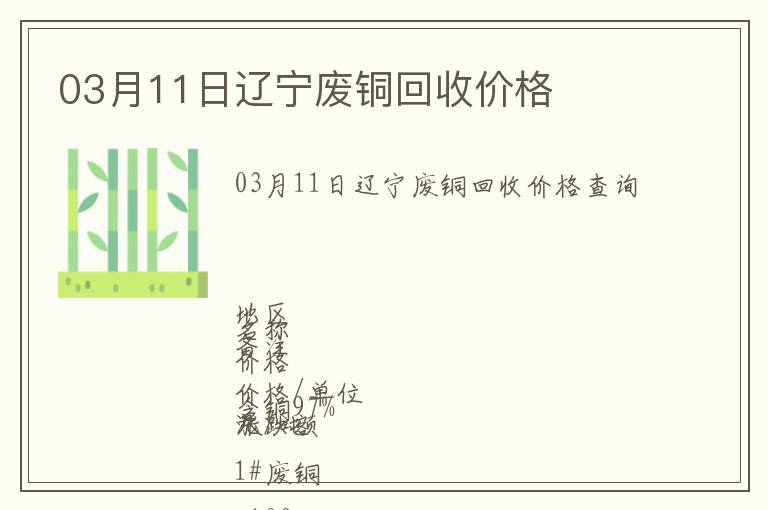 03月11日遼寧廢銅回收價(jià)格