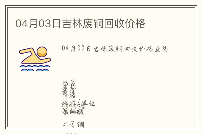 04月03日吉林廢銅回收價(jià)格