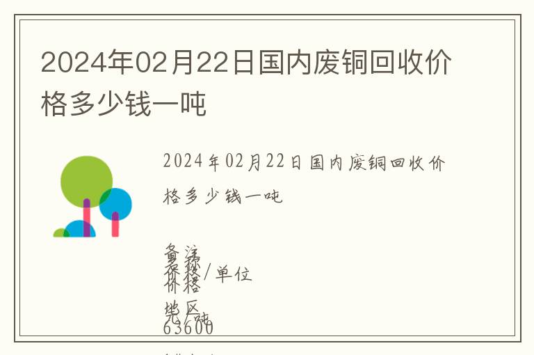 2024年02月22日國內廢銅回收價格多少錢一噸