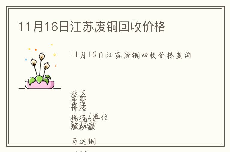 11月16日江蘇廢銅回收價(jià)格