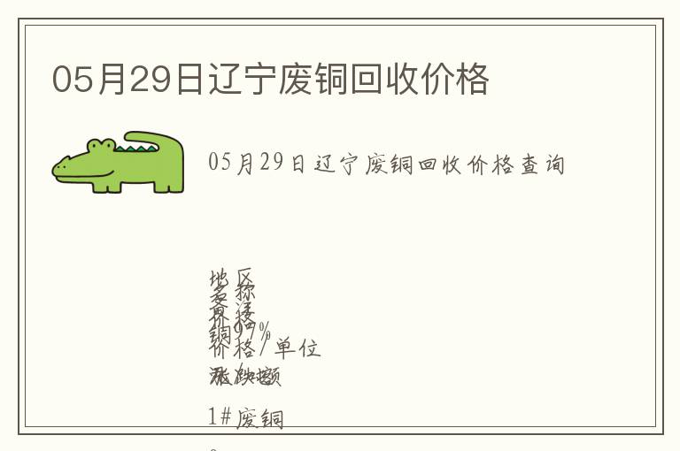 05月29日遼寧廢銅回收價格