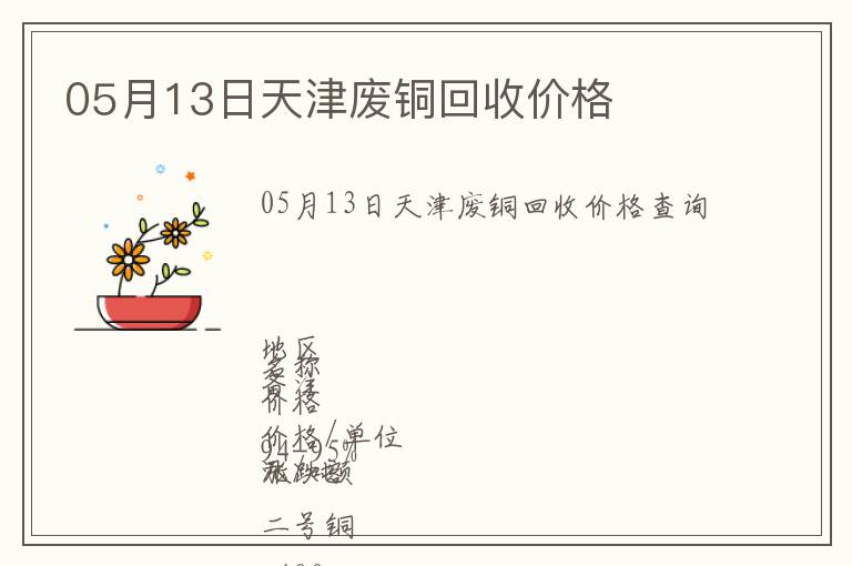 05月13日天津廢銅回收價(jià)格