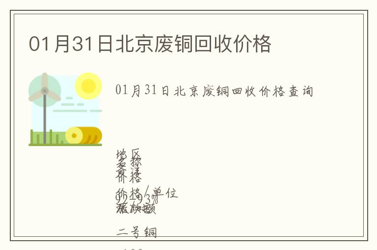 01月31日北京廢銅回收價格