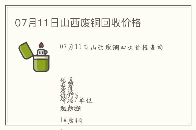 07月11日山西廢銅回收價格