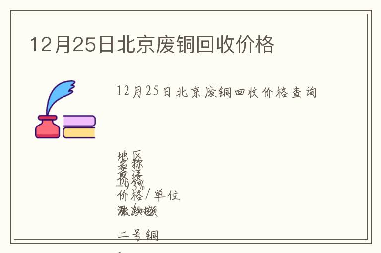 12月25日北京廢銅回收價格