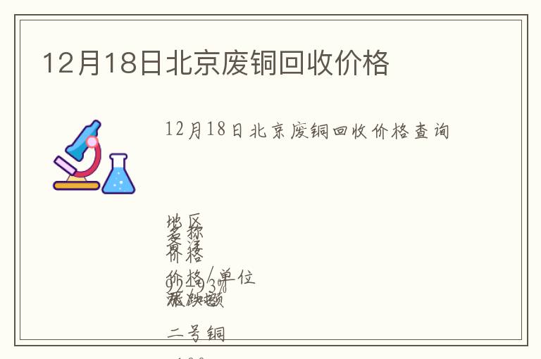 12月18日北京廢銅回收價格