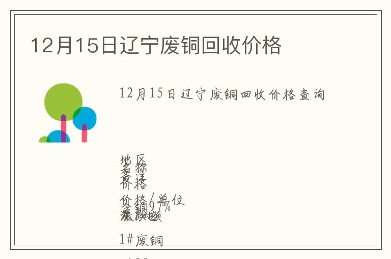 12月15日遼寧廢銅回收價格