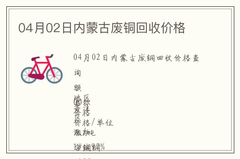 04月02日內(nèi)蒙古廢銅回收價格