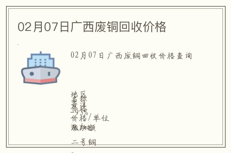 02月07日廣西廢銅回收價格