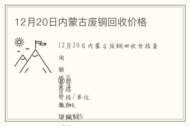 12月20日內(nèi)蒙古廢銅回收價(jià)格