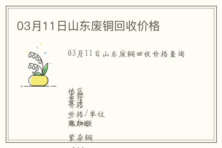 03月11日山東廢銅回收價(jià)格