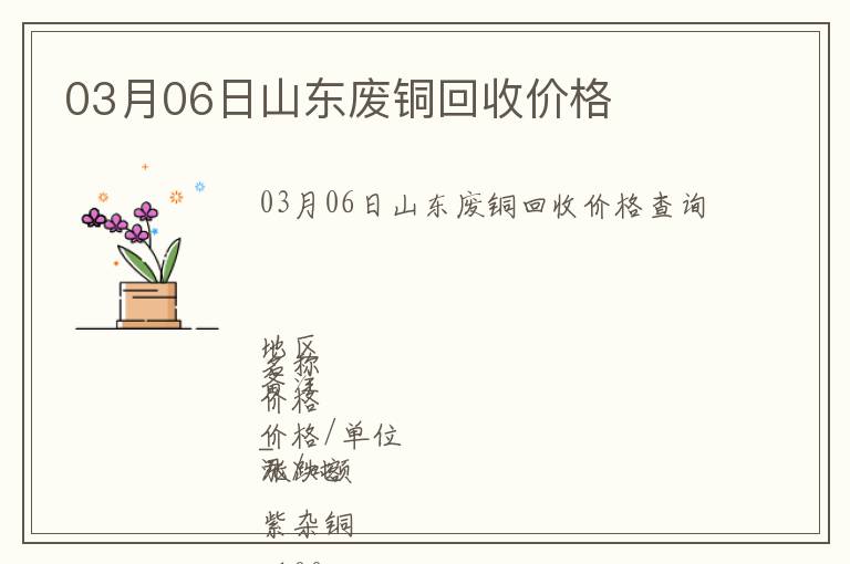 03月06日山東廢銅回收價格
