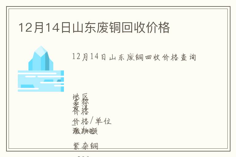 12月14日山東廢銅回收價(jià)格