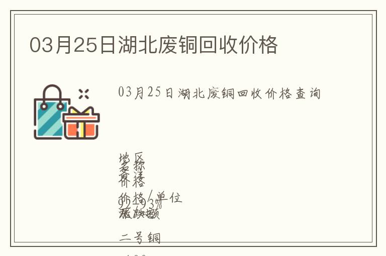 03月25日湖北廢銅回收價格