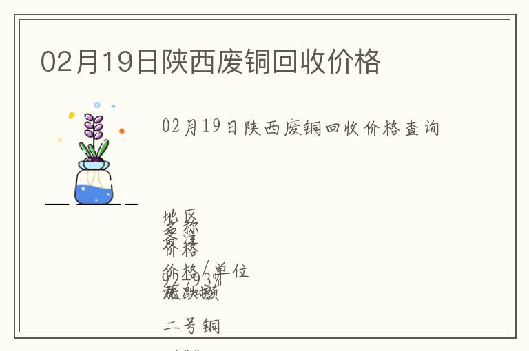 02月19日陜西廢銅回收價格
