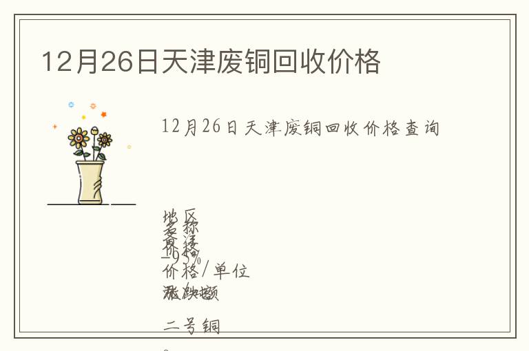12月26日天津廢銅回收價格