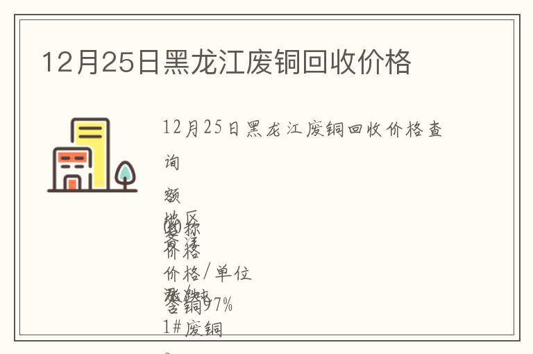 12月25日黑龍江廢銅回收價格