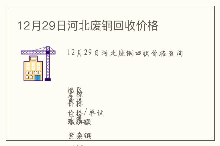 12月29日河北廢銅回收價(jià)格
