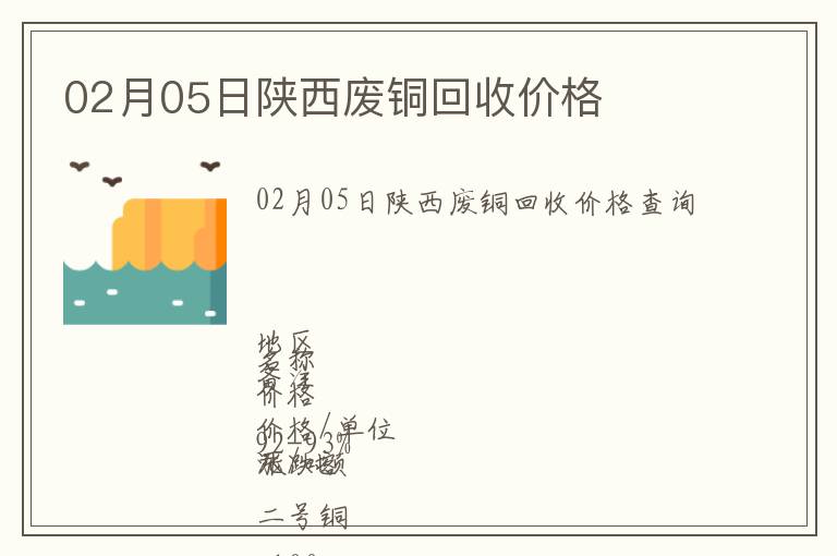 02月05日陜西廢銅回收價格