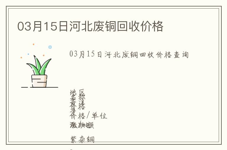 03月15日河北廢銅回收價格