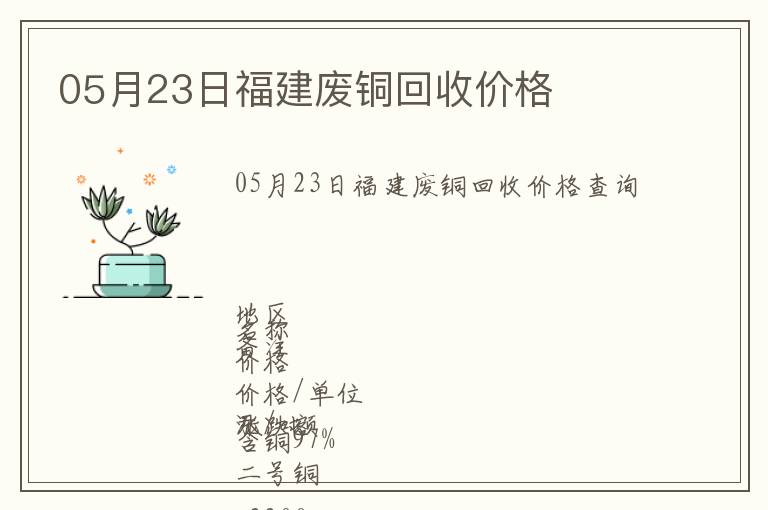 05月23日福建廢銅回收價(jià)格