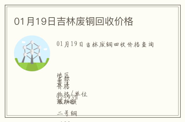 01月19日吉林廢銅回收價格