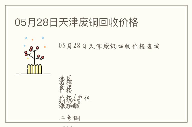 05月28日天津廢銅回收價(jià)格
